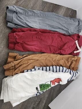 Kids Casual Matching Jogger Set in Gray, Burgundy, Tan & White BOYS 4T
